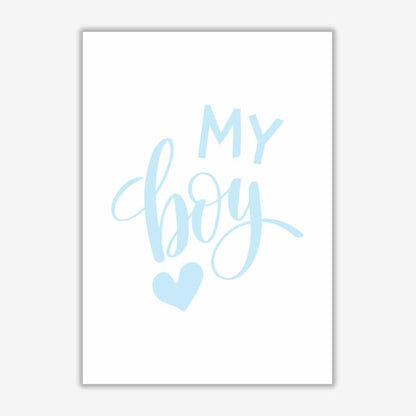 My boy blue modern fine art print, framed childrens nursey wall art poster