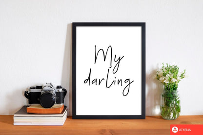 My darling modern fine art print, framed typography wall art