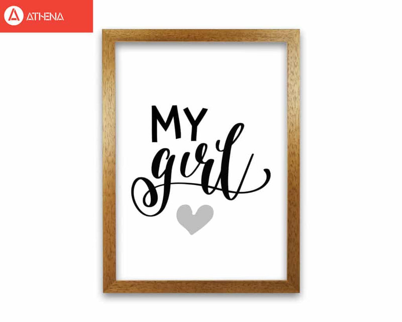 My girl black modern fine art print, framed childrens nursey wall art poster