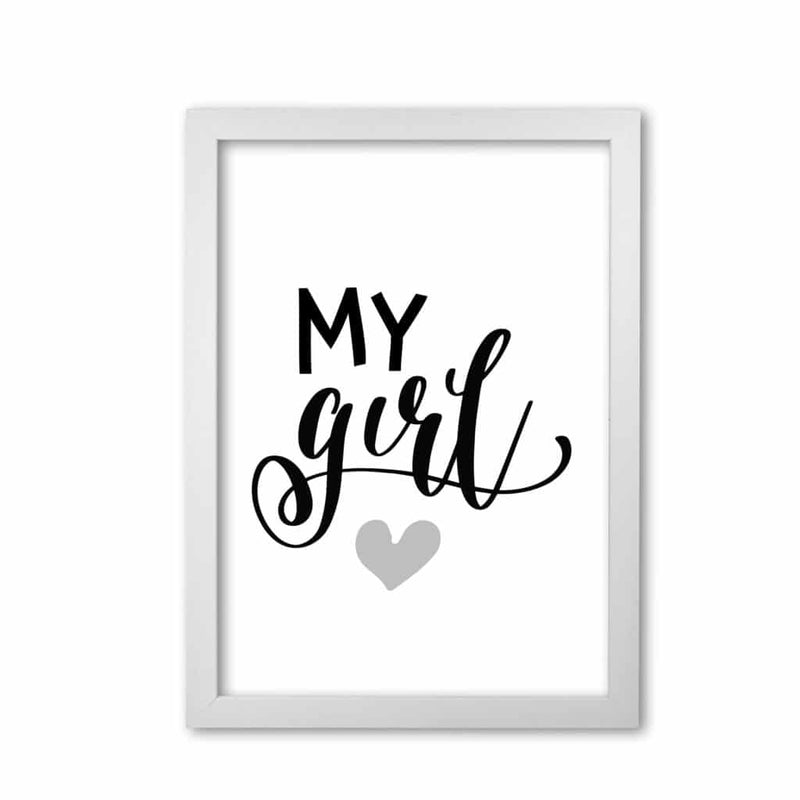 My girl black modern fine art print, framed childrens nursey wall art poster
