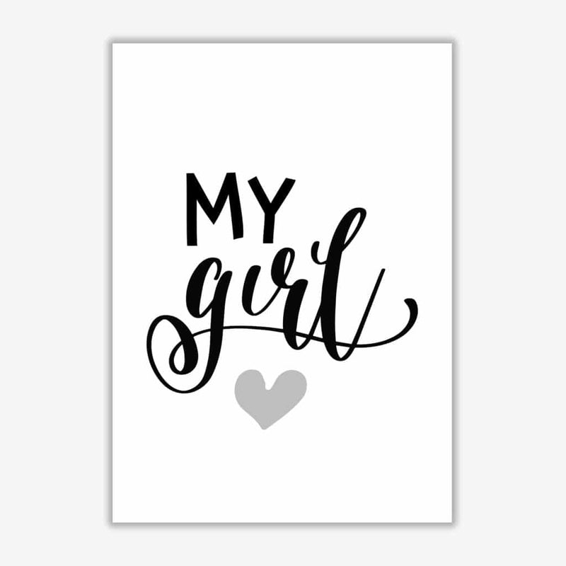 My girl black modern fine art print, framed childrens nursey wall art poster