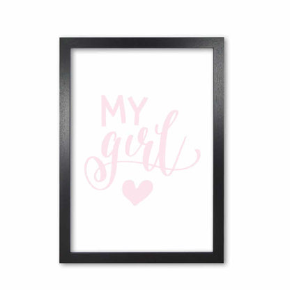 My girl pink modern fine art print, framed childrens nursey wall art poster