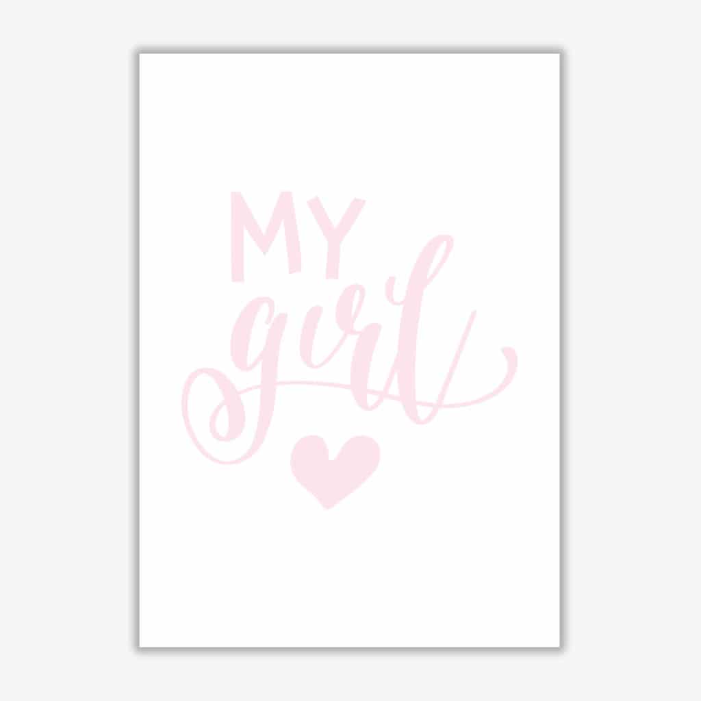 My girl pink modern fine art print, framed childrens nursey wall art poster