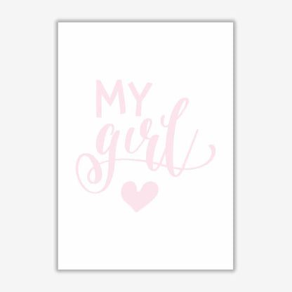My girl pink modern fine art print, framed childrens nursey wall art poster