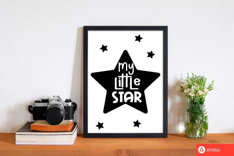 My little star black modern fine art print, framed childrens nursey wall art poster