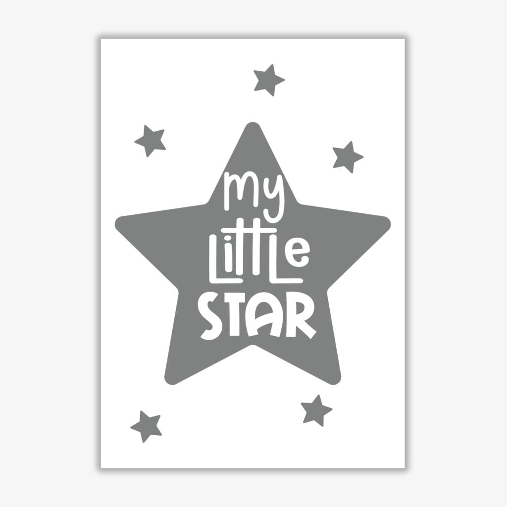 My little star grey modern fine art print, framed childrens nursey wall art poster