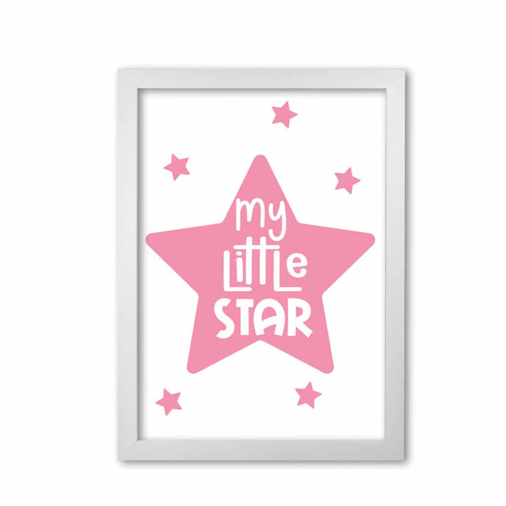 My little star pink modern fine art print, framed childrens nursey wall art poster