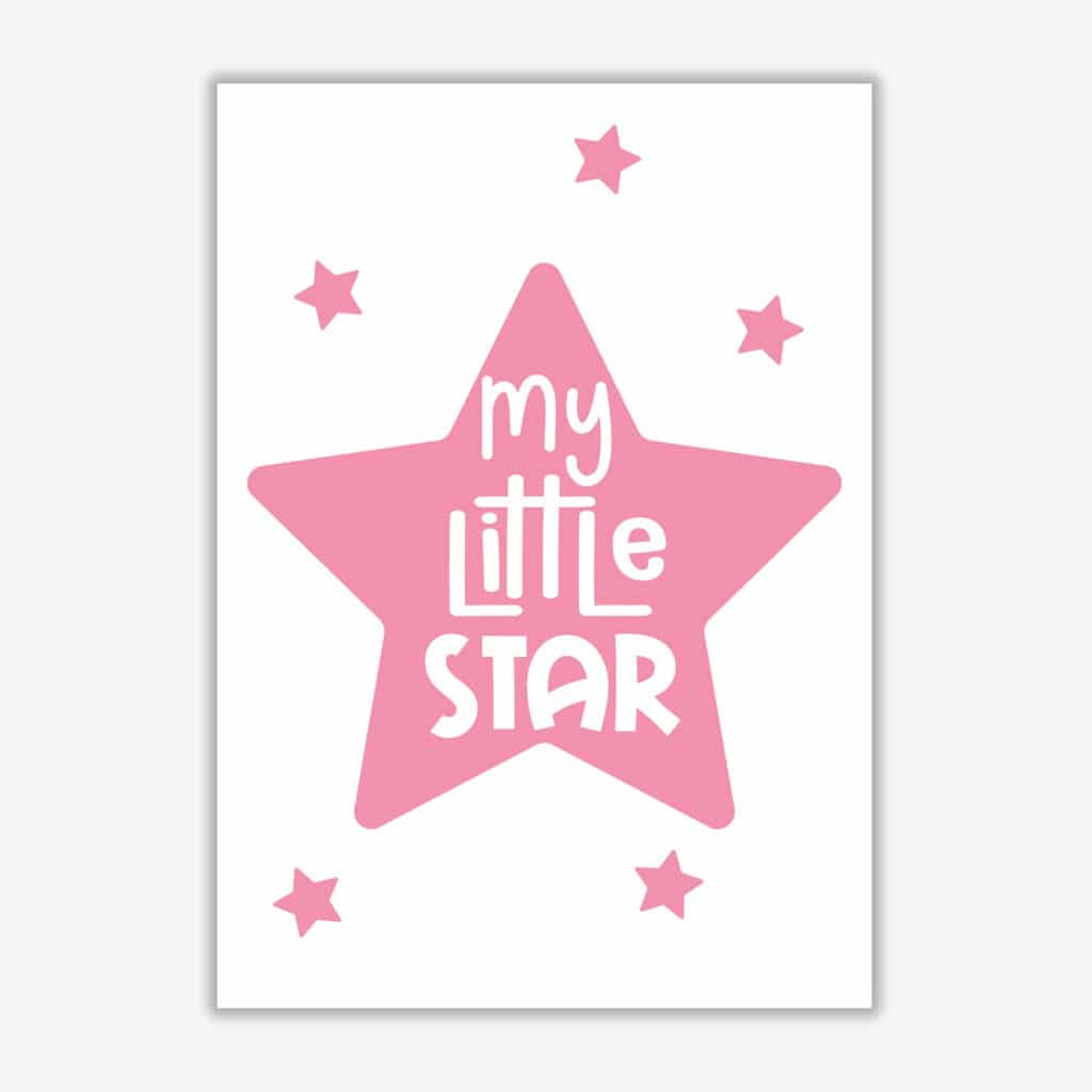 My little star pink modern fine art print, framed childrens nursey wall art poster