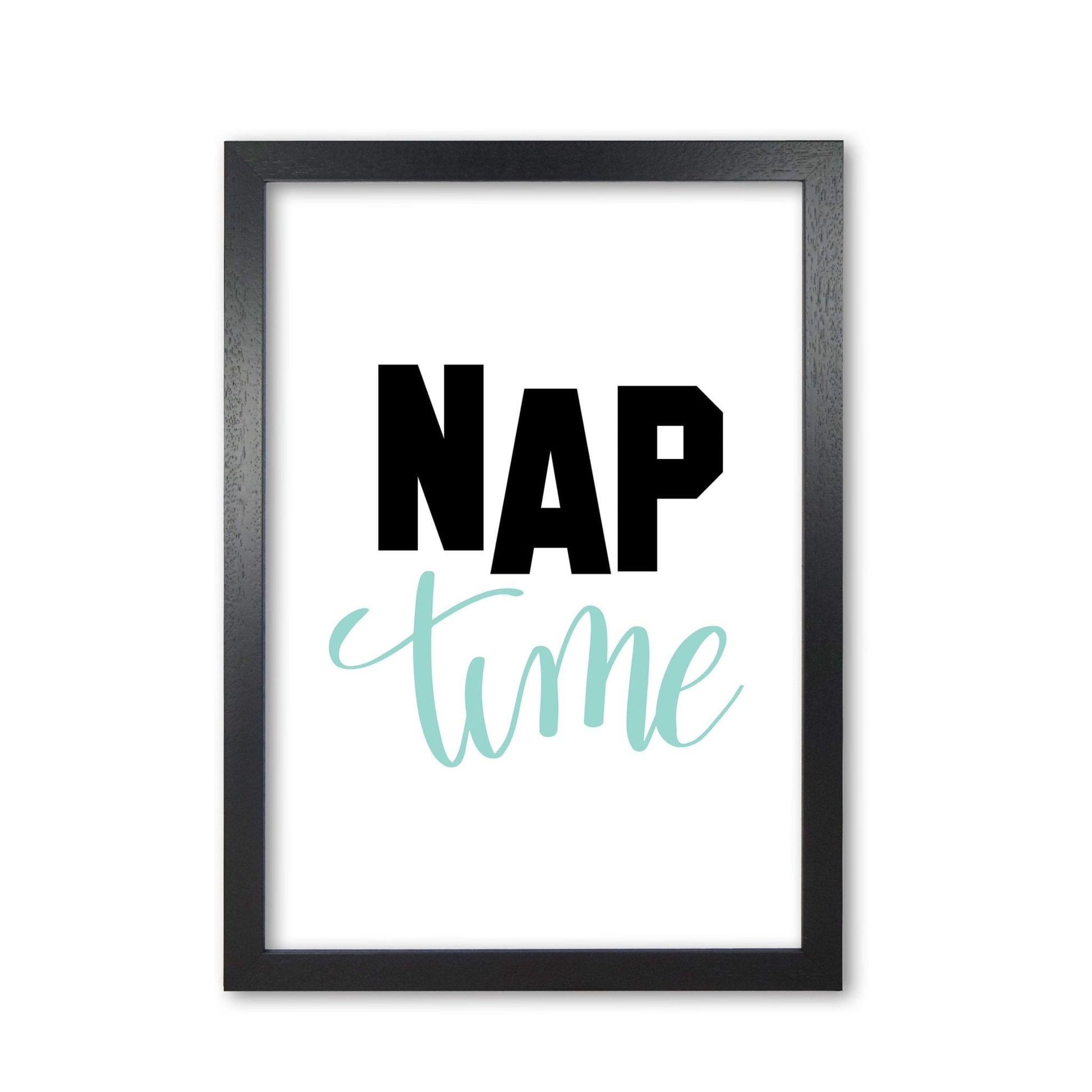 Nap time black and mint modern fine art print, framed typography wall art