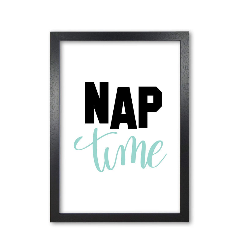 Nap time black and mint modern fine art print, framed typography wall art