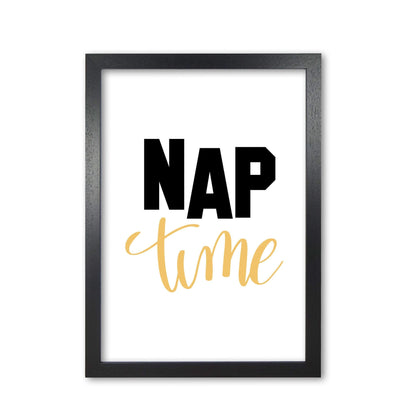 Nap time black and mustard modern fine art print, framed typography wall art