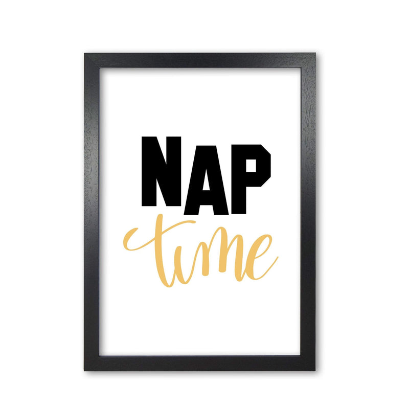Nap time black and mustard modern fine art print, framed typography wall art