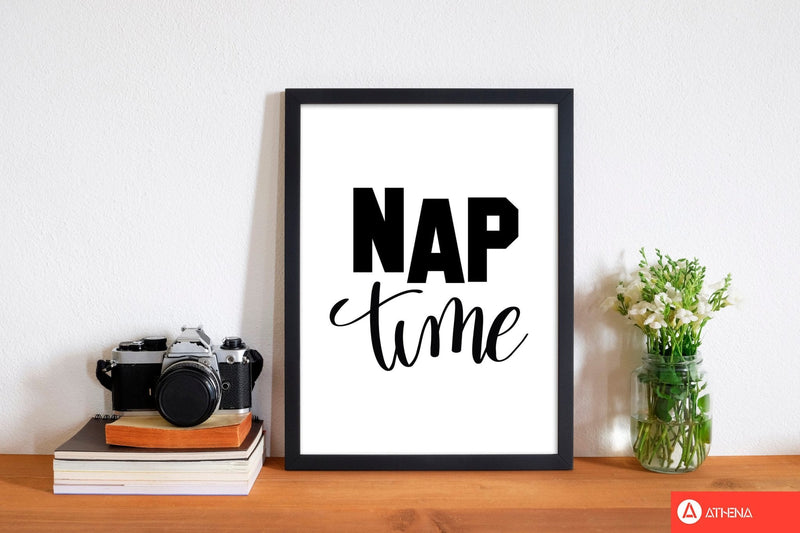 Nap time black modern fine art print, framed typography wall art