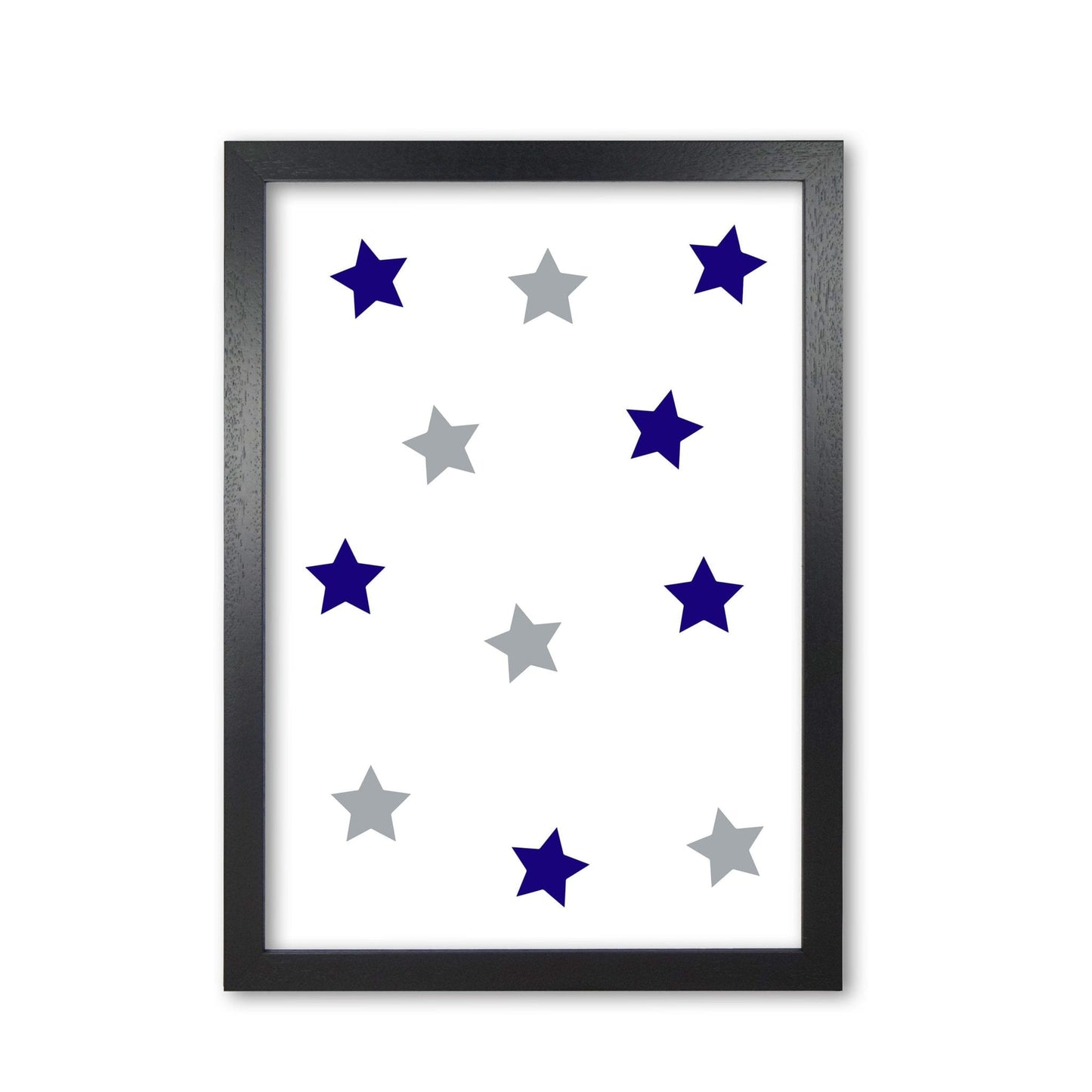Navy and grey stars modern fine art print