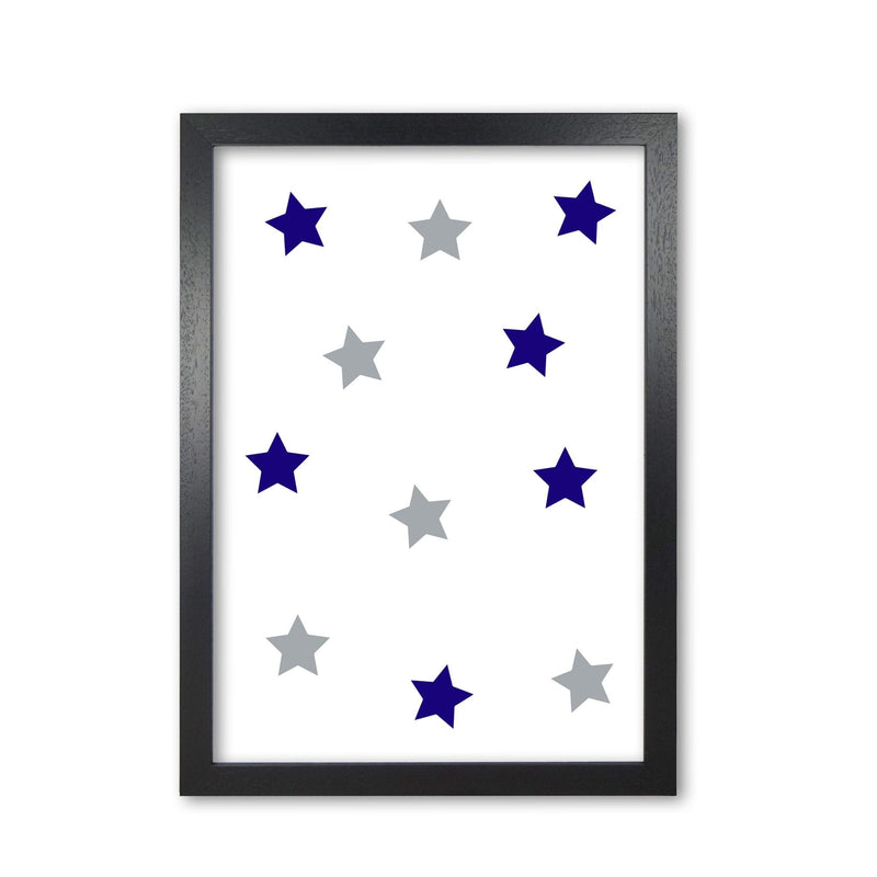 Navy and grey stars modern fine art print