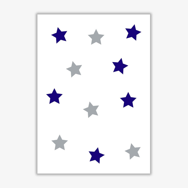 Navy and grey stars modern fine art print