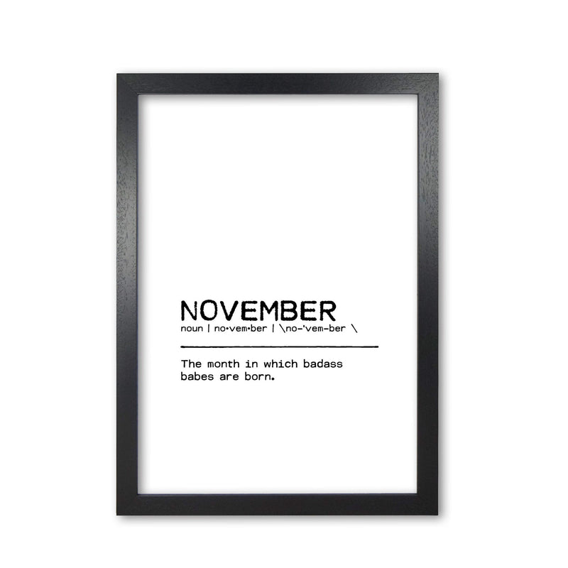 November badass definition quote fine art print by orara studio