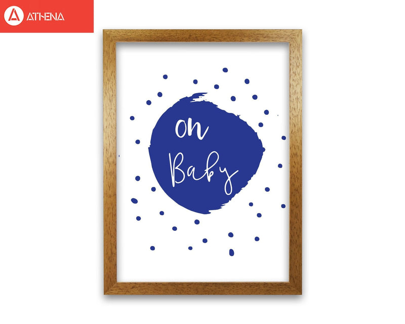 Oh baby navy modern fine art print, framed typography wall art