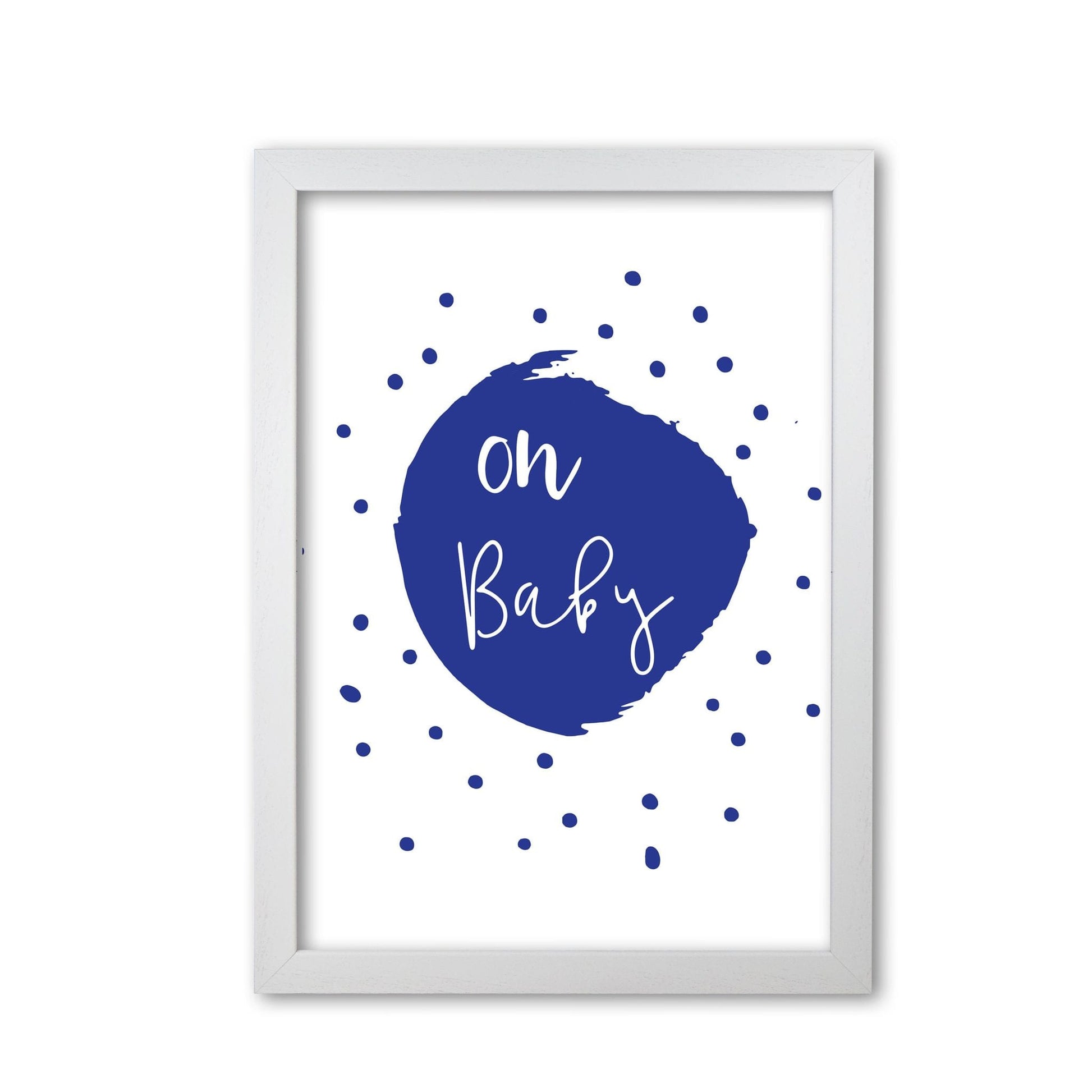 Oh baby navy modern fine art print, framed typography wall art