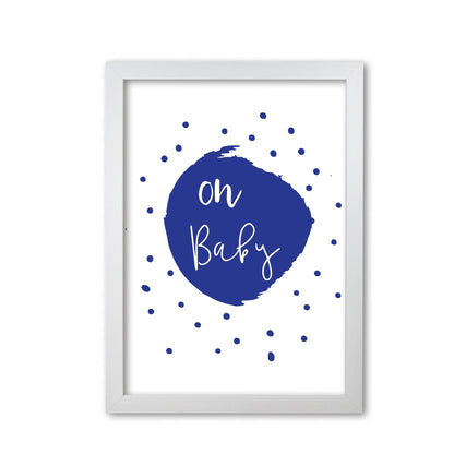 Oh baby navy modern fine art print, framed typography wall art