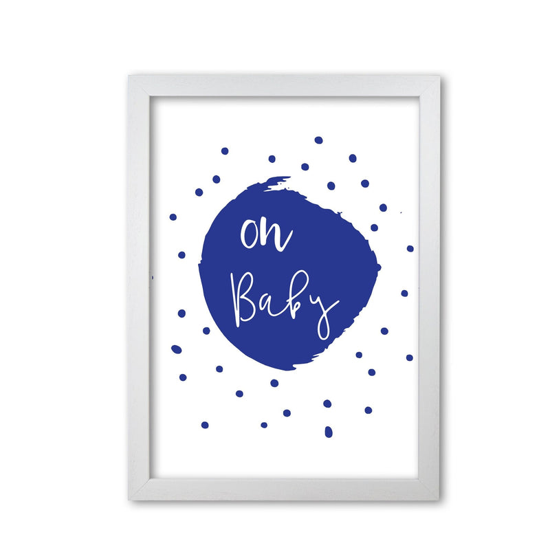 Oh baby navy modern fine art print, framed typography wall art