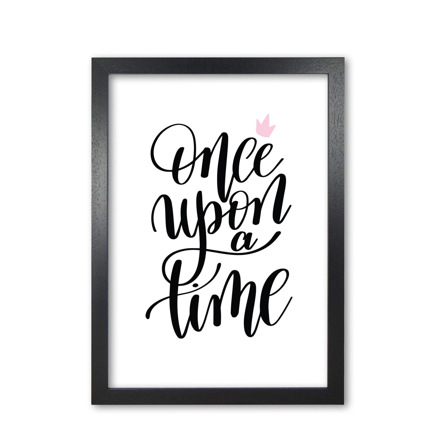 Once upon a time black modern fine art print, framed typography wall art