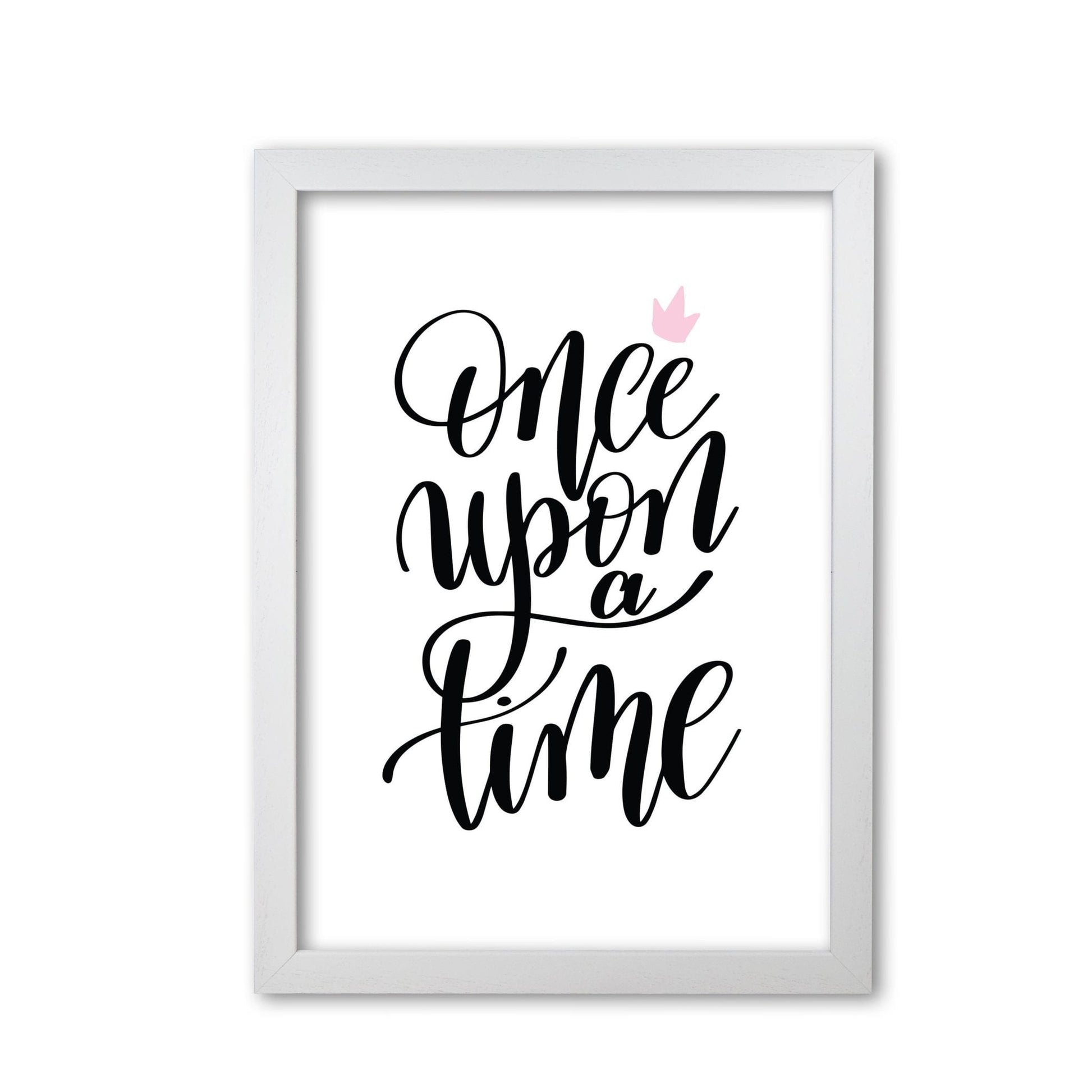 Once upon a time black modern fine art print, framed typography wall art