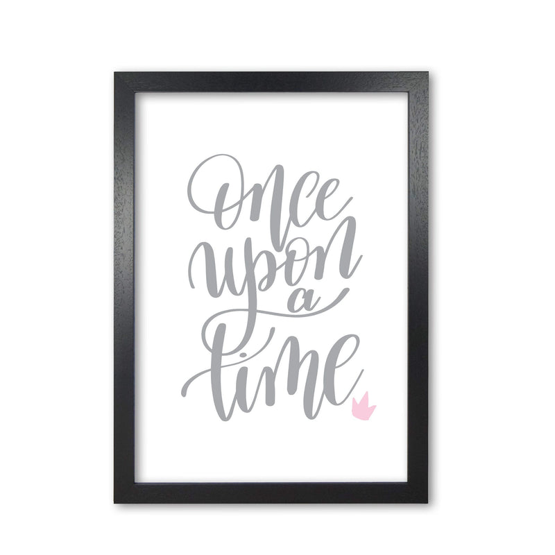 Once upon a time grey modern fine art print, framed typography wall art