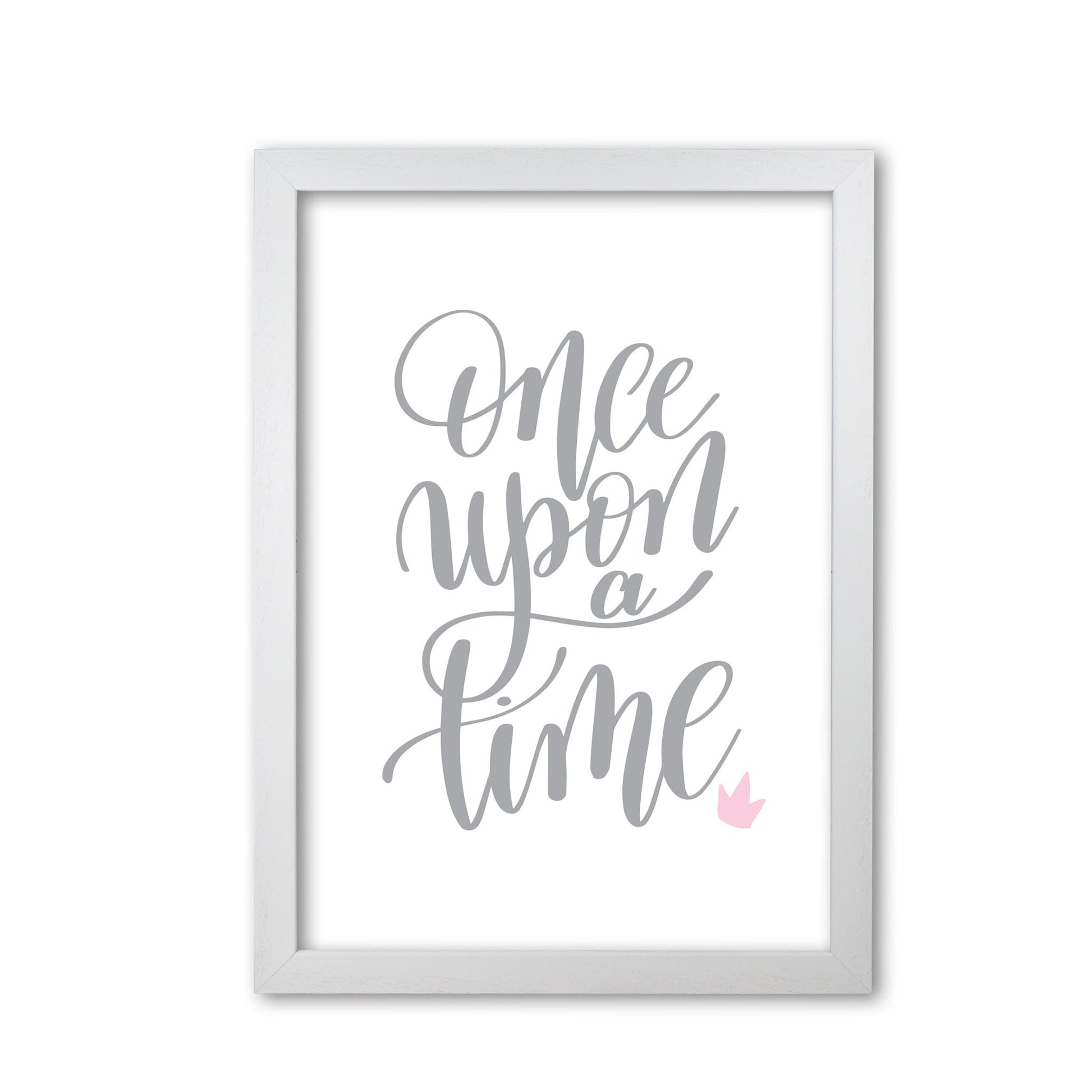 Once upon a time grey modern fine art print, framed typography wall art