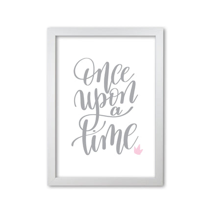 Once upon a time grey modern fine art print, framed typography wall art