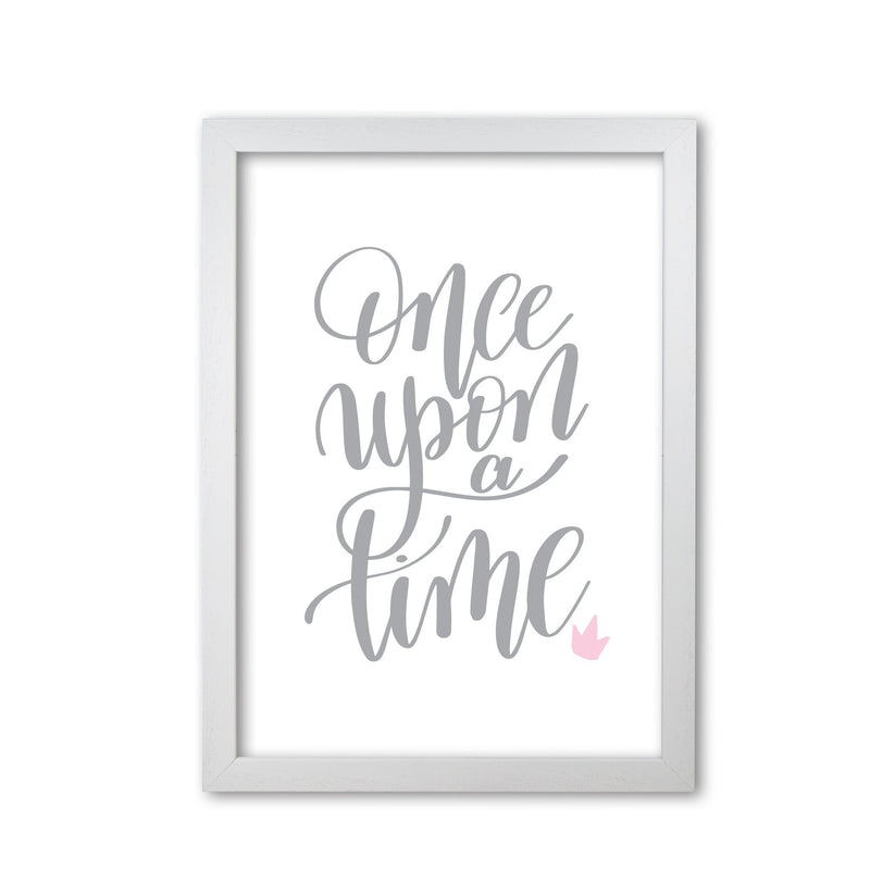 Once upon a time grey modern fine art print, framed typography wall art