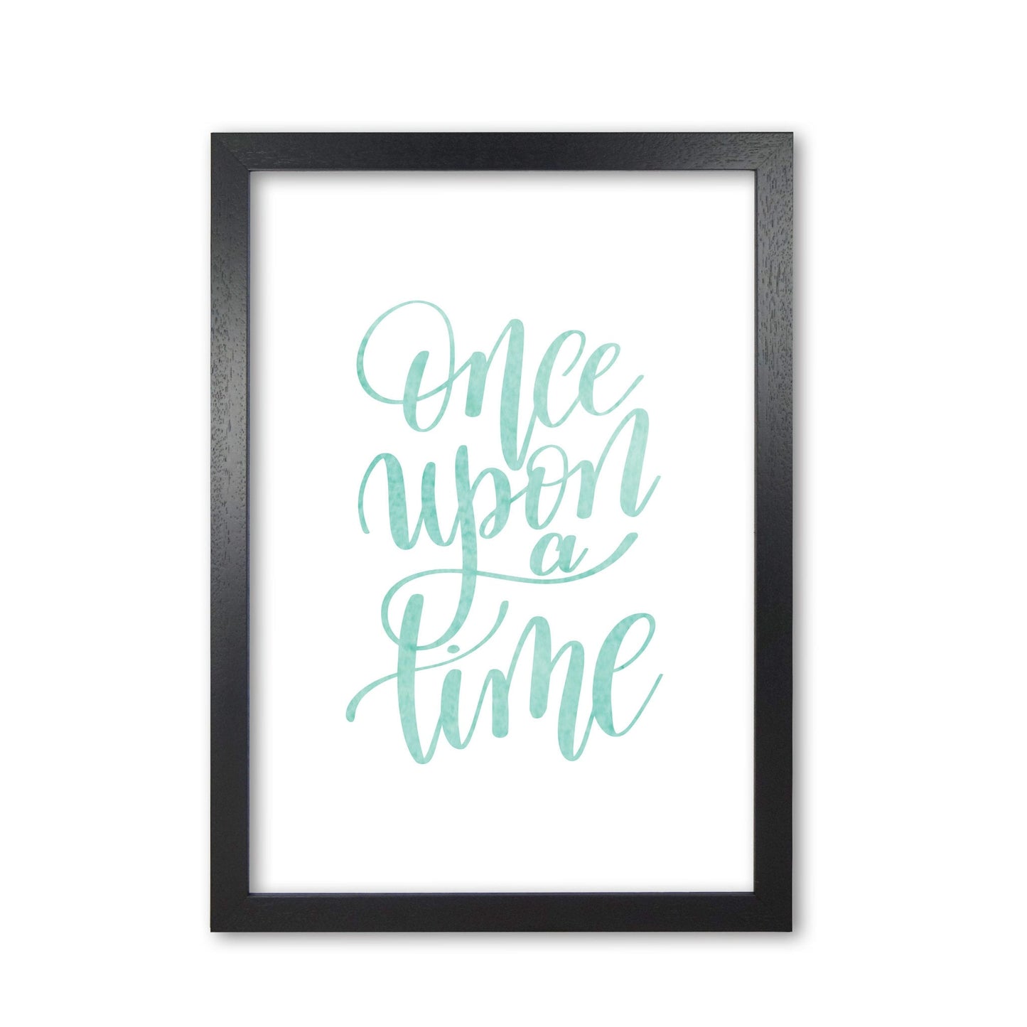Once upon a time mint watercolour modern fine art print, framed typography wall art