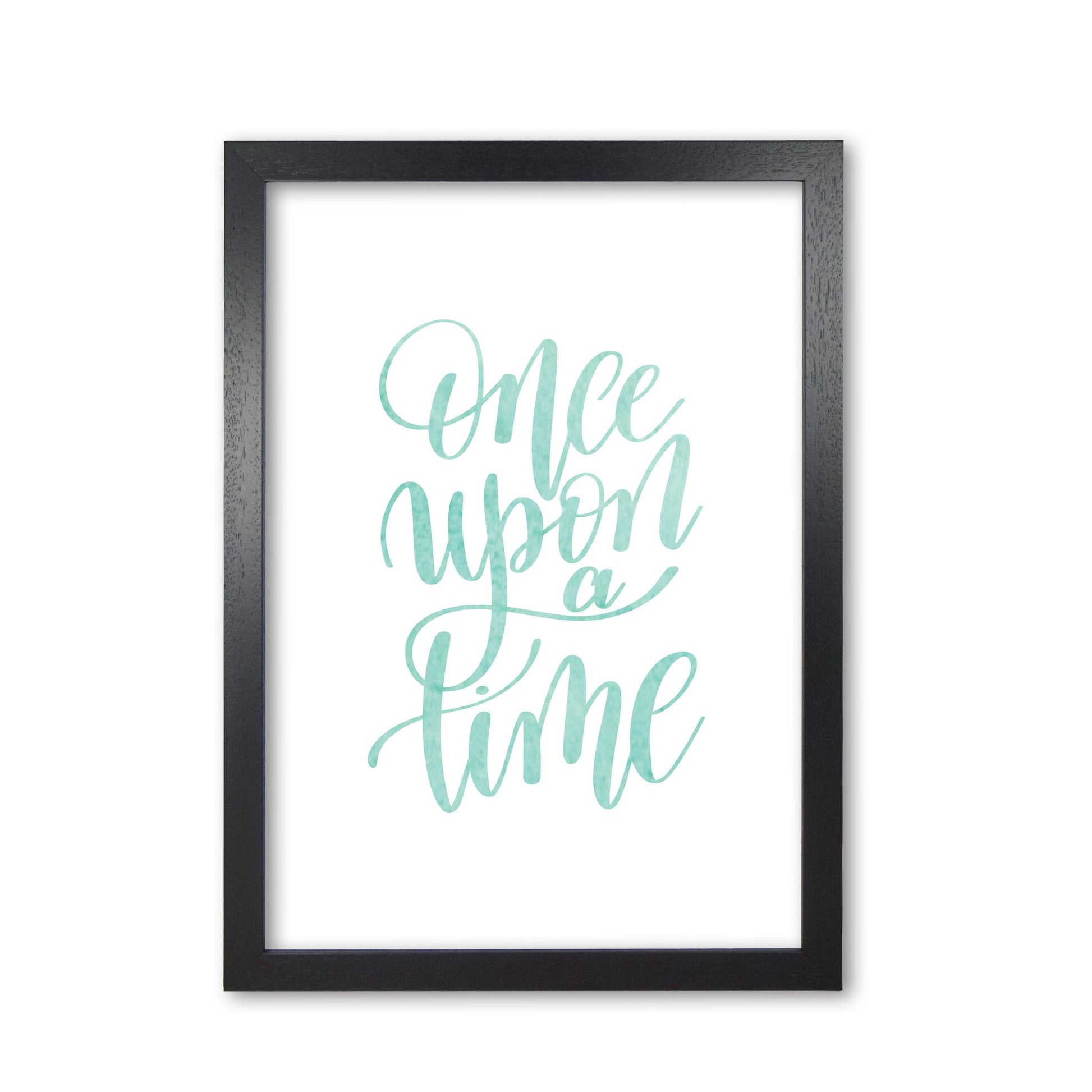 Once upon a time mint watercolour modern fine art print, framed typography wall art