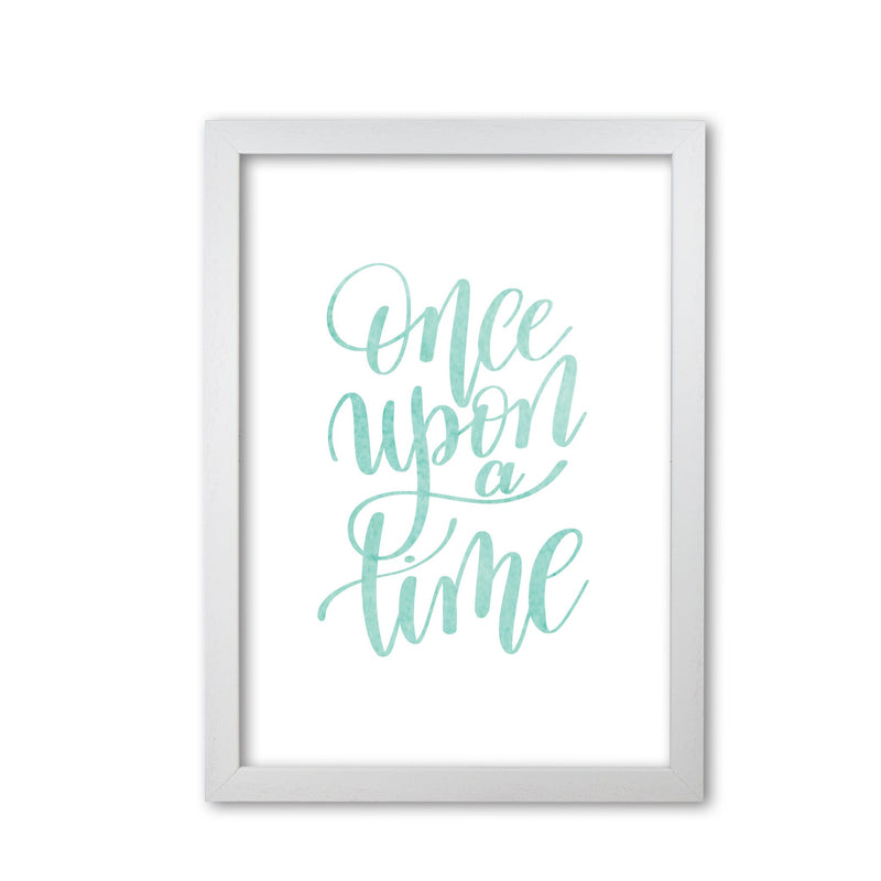 Once upon a time mint watercolour modern fine art print, framed typography wall art