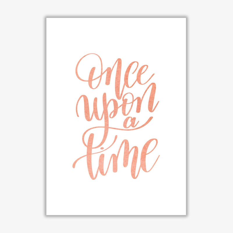 Once upon a time peach watercolour modern fine art print, framed typography wall art