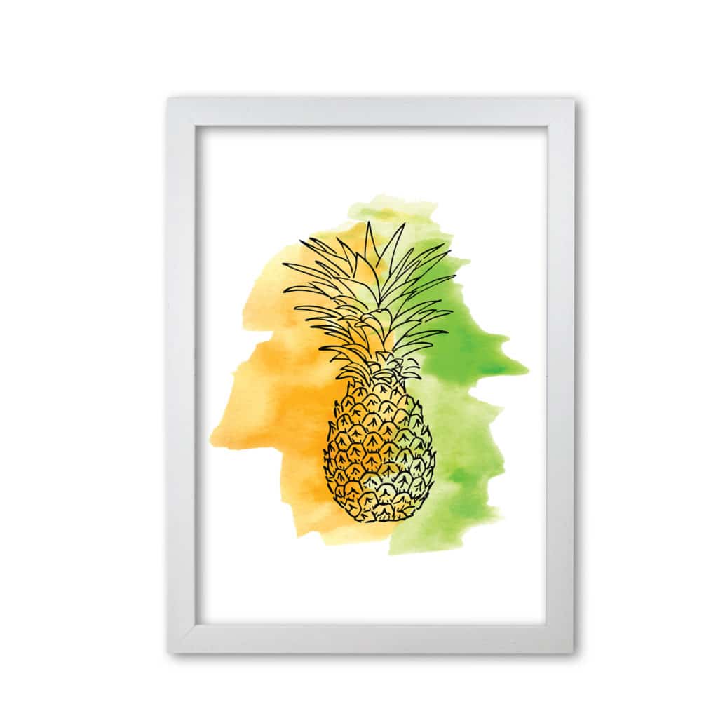 Orange and green pineapple watercolour modern fine art print
