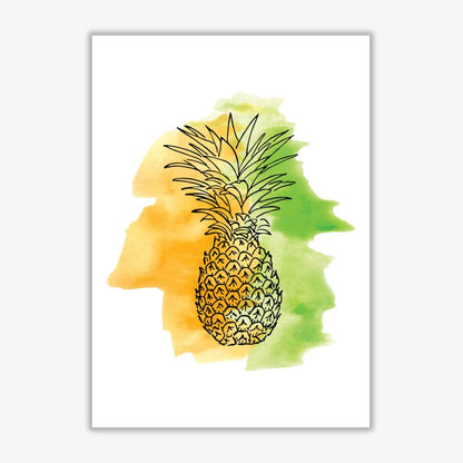 Orange and green pineapple watercolour modern fine art print