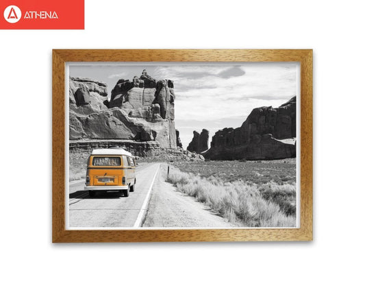 Orange camper van modern fine art print