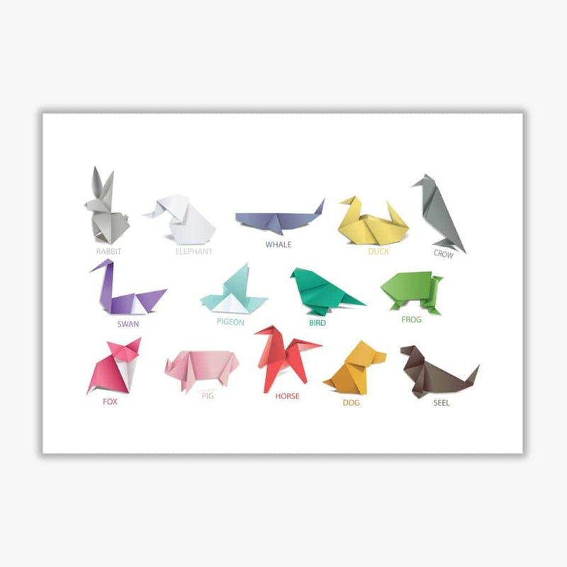 Origami animals modern fine art print