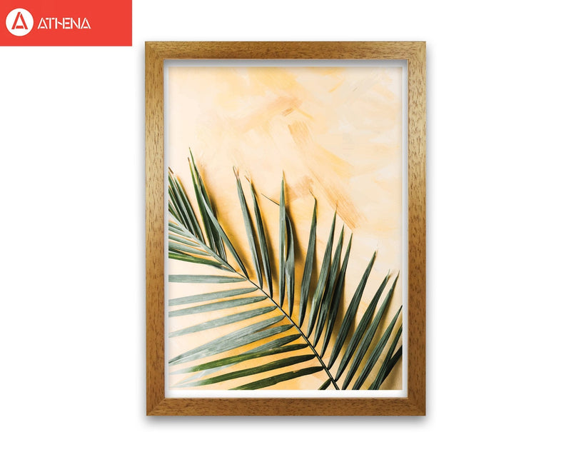 Palm leaf yellow modern fine art print, framed botanical &