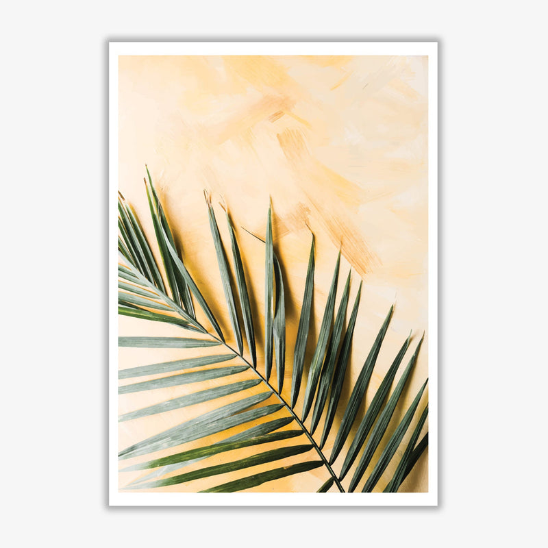 Palm leaf yellow modern fine art print, framed botanical &