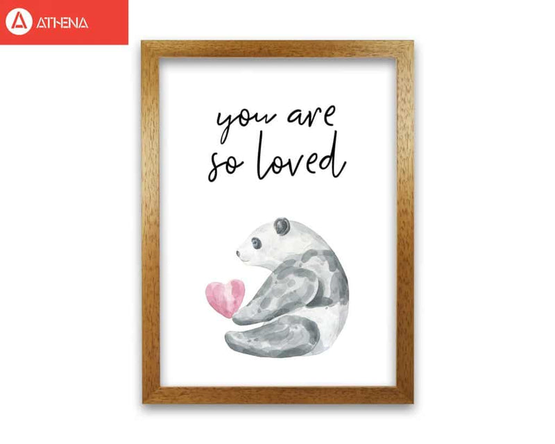 Panda you are so loved modern fine art print, framed childrens nursey wall art poster
