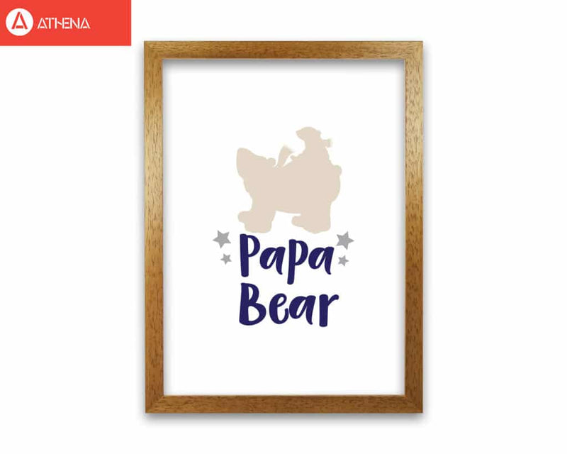 Papa bear modern fine art print, framed childrens nursey wall art poster