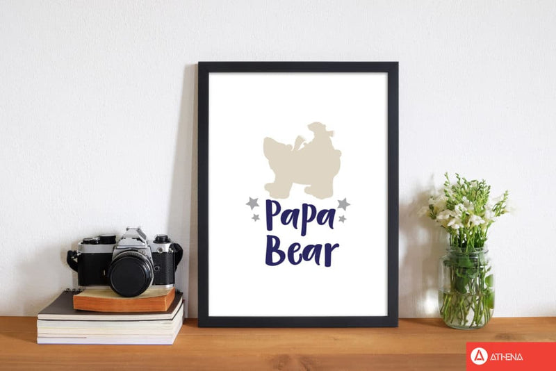 Papa bear modern fine art print, framed childrens nursey wall art poster