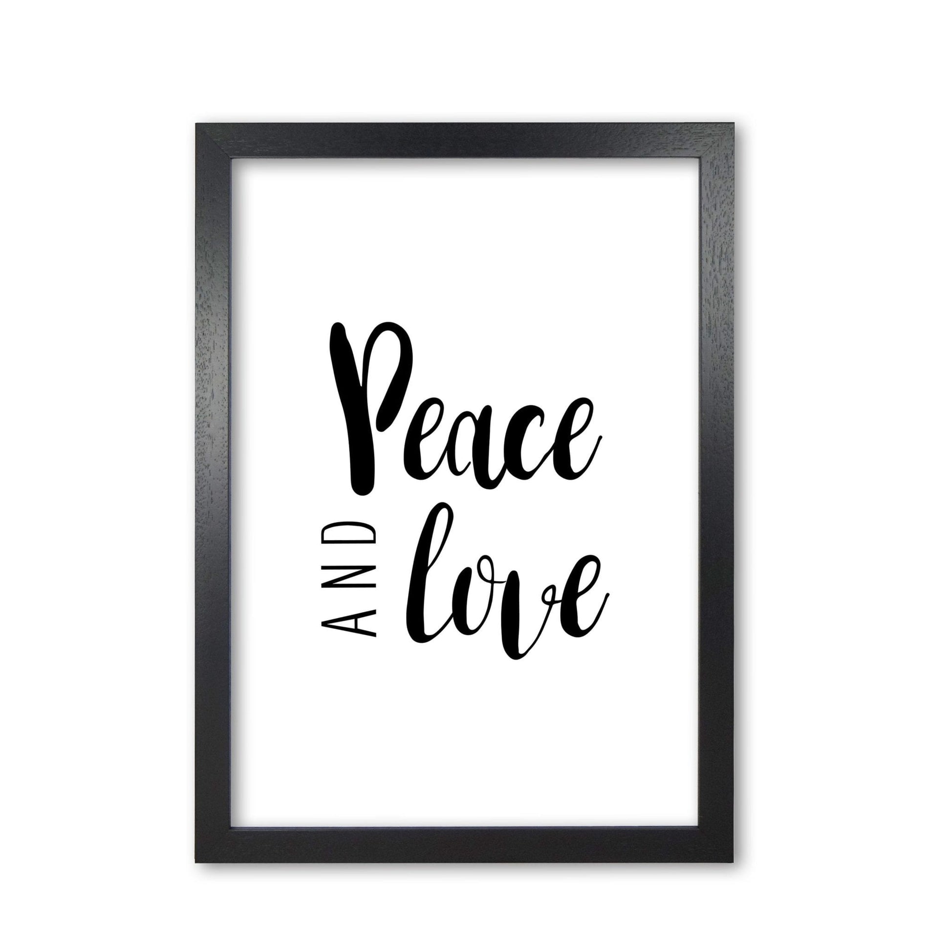 Peace and love modern fine art print, framed typography wall art