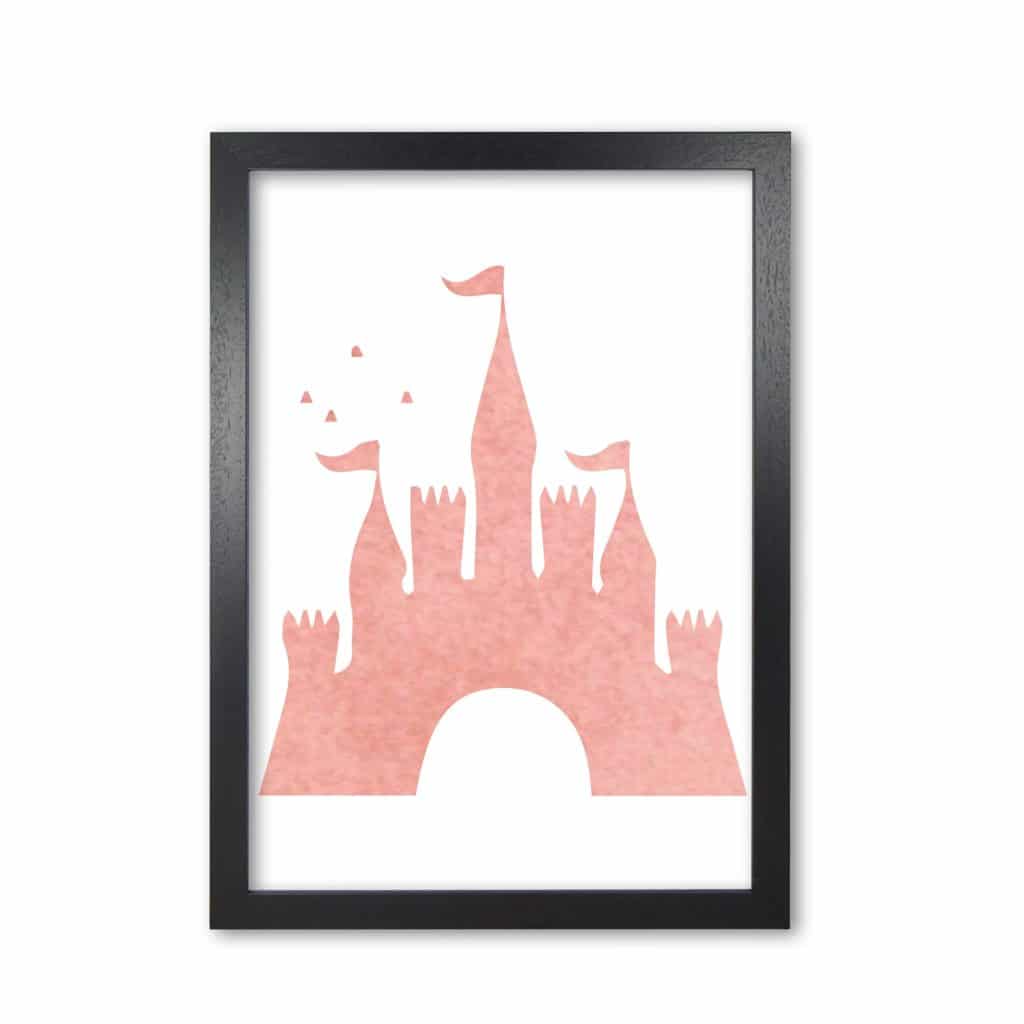 Peach castle watercolour modern fine art print