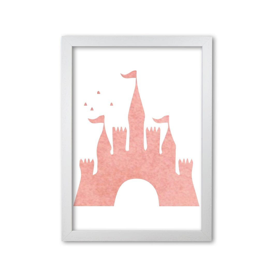 Peach castle watercolour modern fine art print