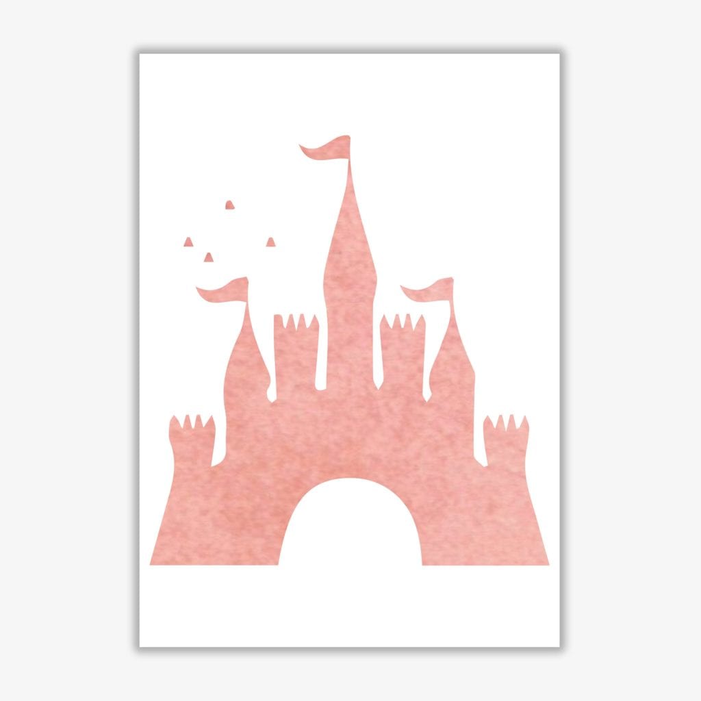 Peach castle watercolour modern fine art print