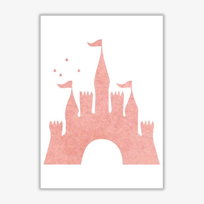 Peach castle watercolour modern fine art print