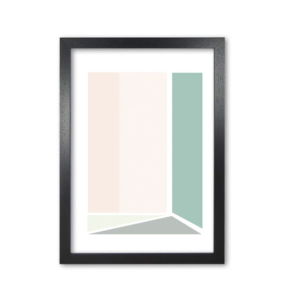 Peach, green and grey abstract rectangle modern fine art print